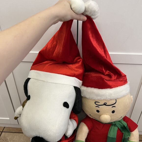 Set of 2 - 24" CHARLIE BROWN Holiday SNOOPY Peanuts CHRISTMAS PLUSH DOOR GREETER - Picture 4 of 16